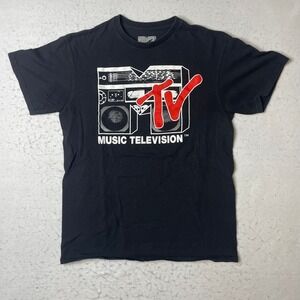 MTVβ Music Television Graphic T Shirt Black Cotton Mens Size M